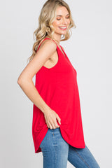 Red V-Neck Tank Top