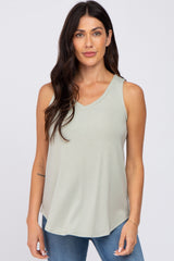 Light Olive V-Neck Tank Top