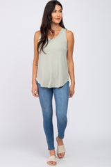 Light Olive V-Neck Tank Top