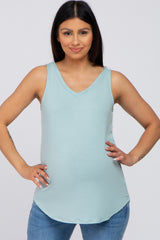 Mint Green V-Neck Maternity Tank Top