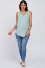 Mint Green V-Neck Maternity Tank Top