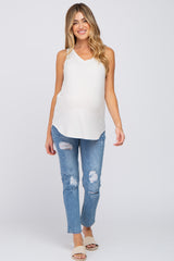 Ivory V-Neck Maternity Tank Top