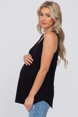 Black V-Neck Maternity Tank Top