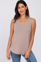 Taupe V-Neck Maternity Tank Top