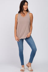 Taupe V-Neck Tank Top