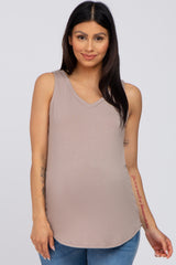 Taupe V-Neck Maternity Tank Top