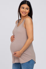 Taupe V-Neck Maternity Tank Top