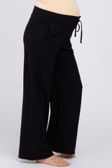 Black Smocked Waist Maternity Lounge Pants