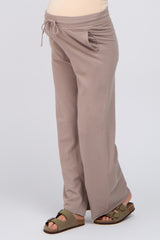 Mocha Smocked Waist Maternity Lounge Pants