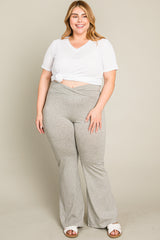 Heather Grey Layered V-Front Maternity Plus Leggings