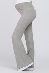 Heather Grey Layered V-Front Maternity Leggings