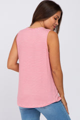 Coral Striped Maternity V-Neck Tank