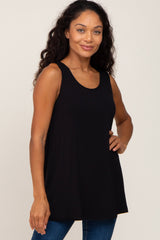 Black Sleeveless Caged Back Maternity Top