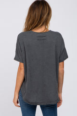 Charcoal Faded Button Front Top