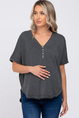 Charcoal Faded Button Front Maternity Top