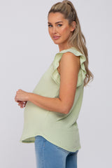 Mint Green Ribbed Knit Ruffle Sleeve Maternity Top