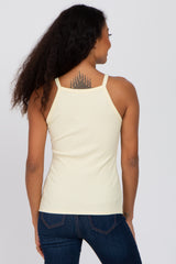 Yellow Ribbed Square Neck Tank Top