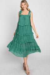 Green Ruffle Tiered Midi Dress