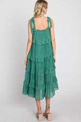 Green Ruffle Tiered Midi Dress