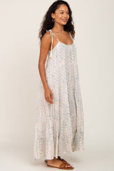 Taupe Printed Tiered Maxi Dress