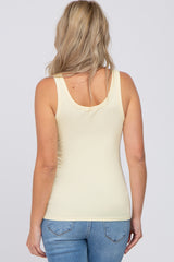 Yellow Ribbed V-Neck Maternity Tank Top