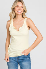 Yellow Ribbed V-Neck Tank Top