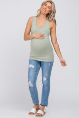 Sage Fitted Maternity Tank Top