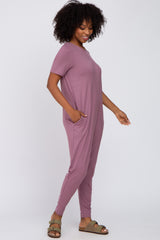 Mauve Basic Short Sleeve Jumpsuit