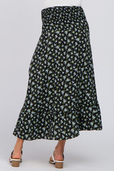 Black Floral Hi Low Ruffle Maternity Skirt