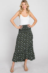 Black Floral Hi Low Ruffle Maternity Skirt