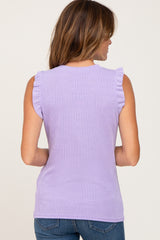 Lavender Ribbed Ruffle Tank Top