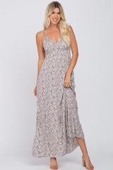 Grey Printed Sleeveless Maxi Dress