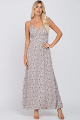 Grey Printed Sleeveless Maxi Dress