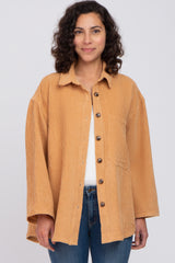 Camel Corduroy Maternity Shirt Jacket