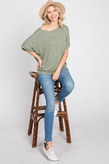 Light Olive Knit Dolman Top