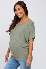 Light Olive Knit Dolman Maternity Top