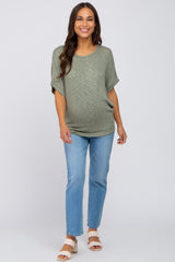 Light Olive Knit Dolman Maternity Top