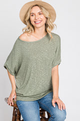 Light Olive Knit Dolman Top