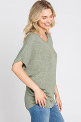 Light Olive Knit Dolman Top