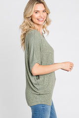 Light Olive Knit Dolman Top