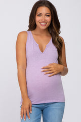 Lavender Heathered Maternity Tank