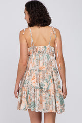 Peach Floral Ruffle Tiered Dress