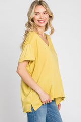 Yellow Basic Rolled Short Sleeve Top