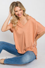 Rust Basic Rolled Short Sleeve Top