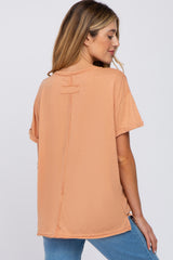 Rust Basic Rolled Short Sleeve Maternity Top