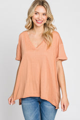 Rust Basic Rolled Short Sleeve Top