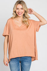 Rust Basic Rolled Short Sleeve Top