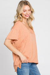 Rust Basic Rolled Short Sleeve Top