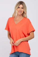 Coral Basic Rolled Short Sleeve Top