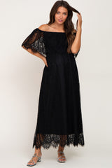 Black Lace Off Shoulder Maternity Maxi Dress